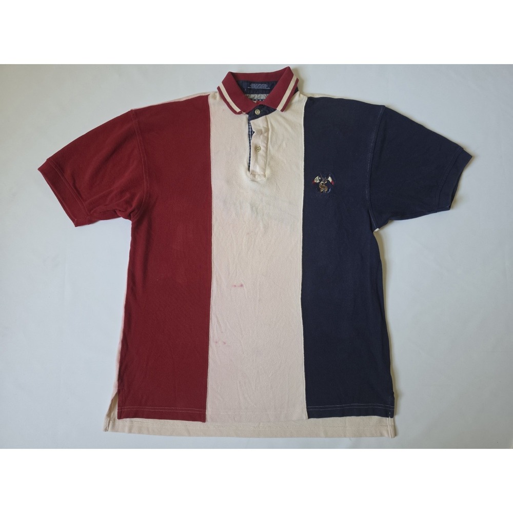 Tommy Hilfiger Vtg Nautical Style Men's Polo Color Blocking Size Large USA Rugby